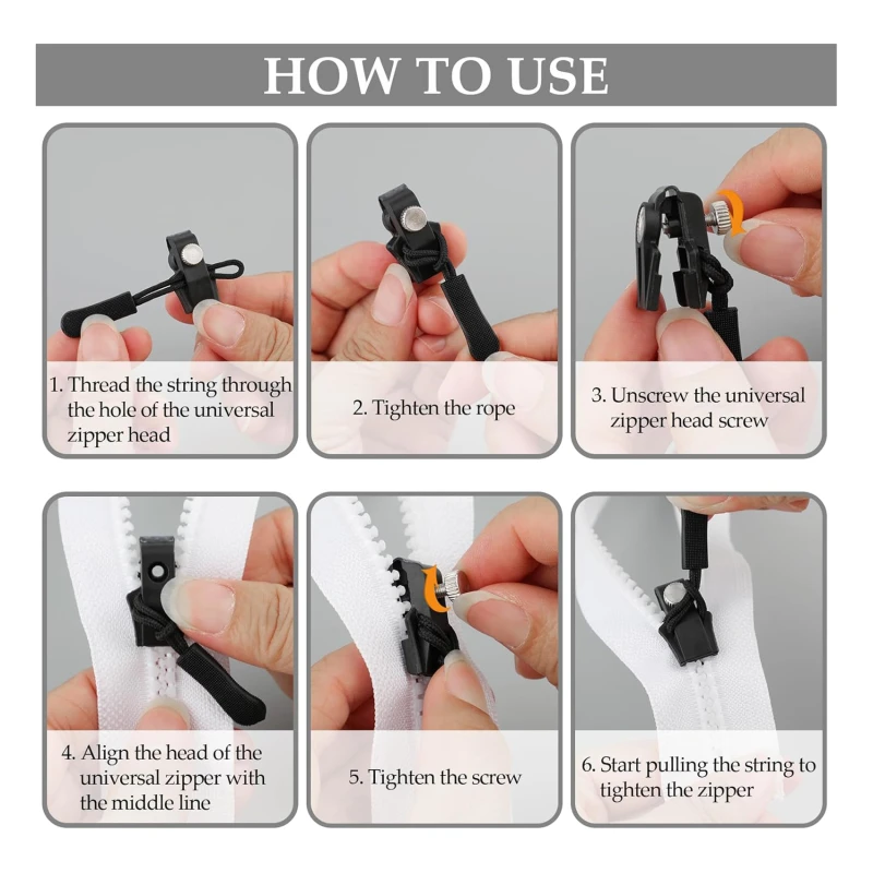 Universal Zipper Puller Detachable Instant Repair Kit Zipper Head Replacement Jacket Bags Coat Zipper Slider Pulls Sewing Tools