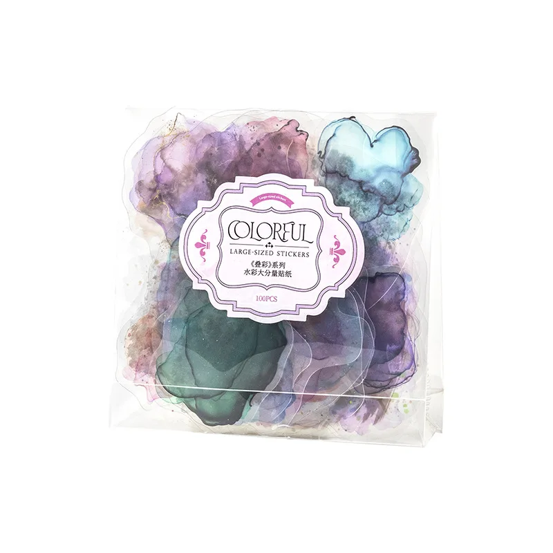 

100 листов/упаковка, 1 стиль, наклейки для акварельной стирки, основа для коллажа, многослойная коллекция цветов для ручного счета