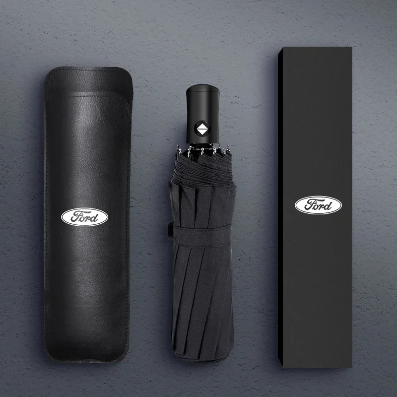 Деловой прочный ветрозащитный зонт с длинной ручкой для автомобиля на открытом воздухе для Ford Focus Mondeo Kuga Fiesta MK7 Escort Explorer MK2 MK4