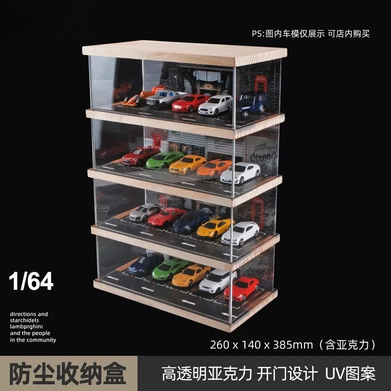 

Масштаб 1:64, пылезащитная коробка для хранения из ПВХ, изысканные детали, парковка, гараж, несколько парковочных места, витрина, коллекция, подарок