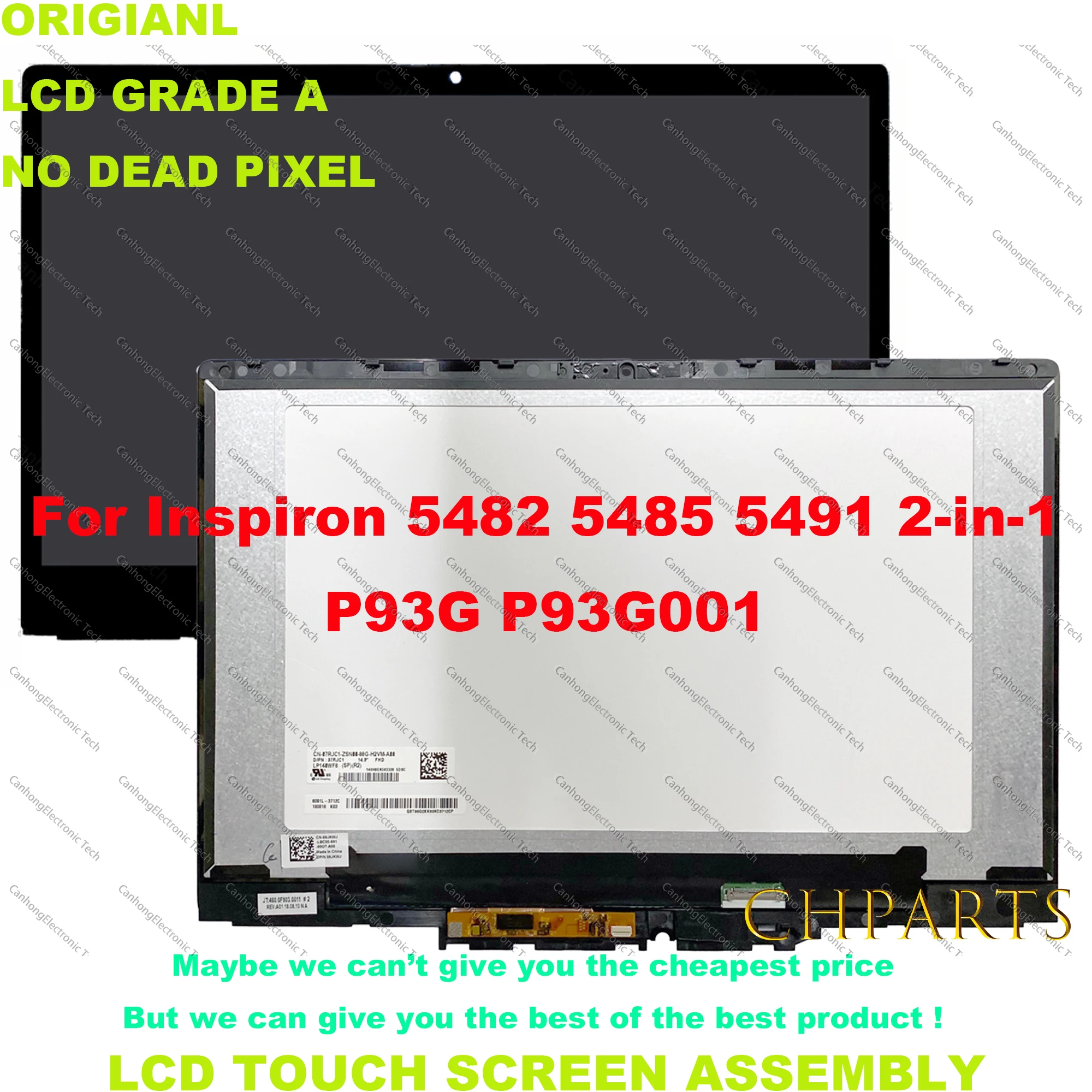 Tela lcd touch digitalizadora de reposição para dell, 14 "fhd 1920*1080 para dell inspiron 14 5491 p93g p93g001, conjunto 0v30k7 0n4hyv