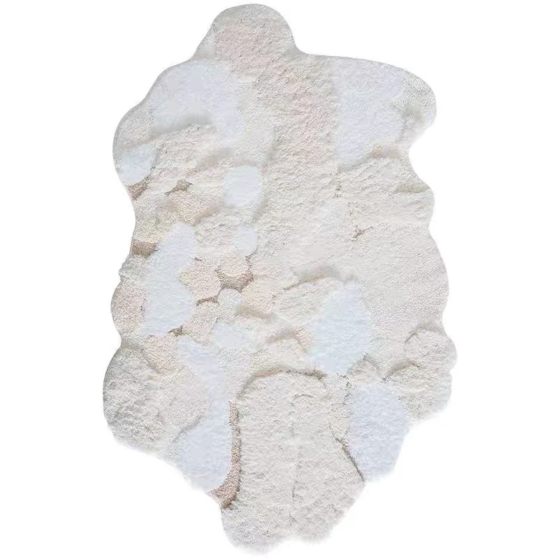 Irregular Soft Fluffy Area Carpet Living Room Rug High-end Cream Style Bedside Mat Bedroom Rug Sofa Coffee Table Mat 80x130cm