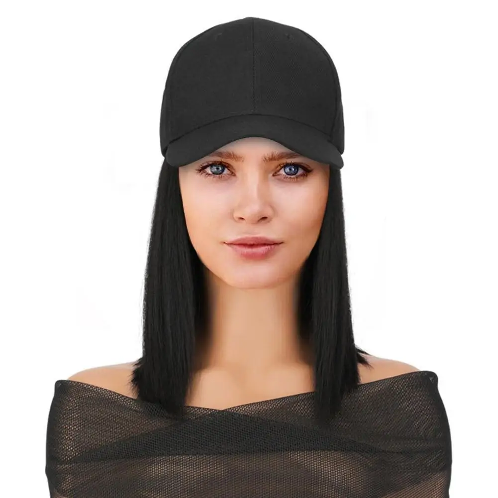 Baseball Cap with Synthetic Hair Extensions