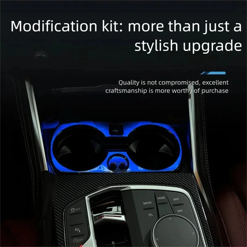 New For BMW 2 3 4 Series i3 i4 G20 G22 G26 Multicolor Interior Decoration 11 Color RGB Car LED Crystal Cup Holder Ambient Light