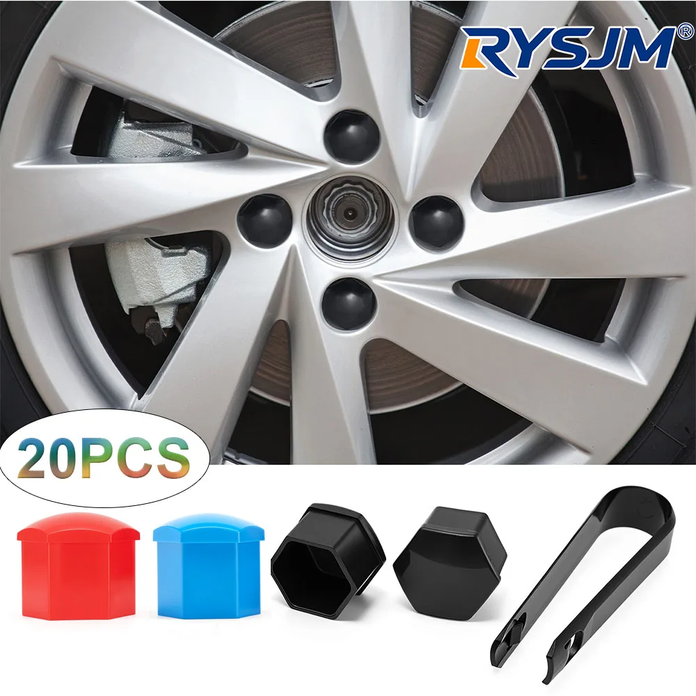 17mm/19mm/21mm Car Wheel Nut Caps 20Pcs Auto Hub Screw Cover BLACK BLUE RED Plastic Anti Dust Tyre Nut Bolt Exterior Decoration