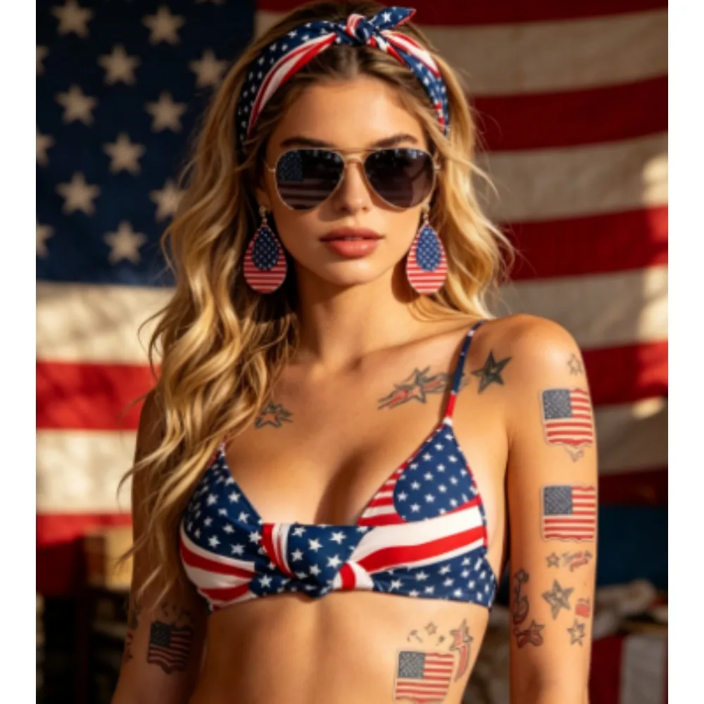 PESENAR Independence Day themed party accessory set (including hair accessories, earrings, sunglasses, stickers, etc.)
