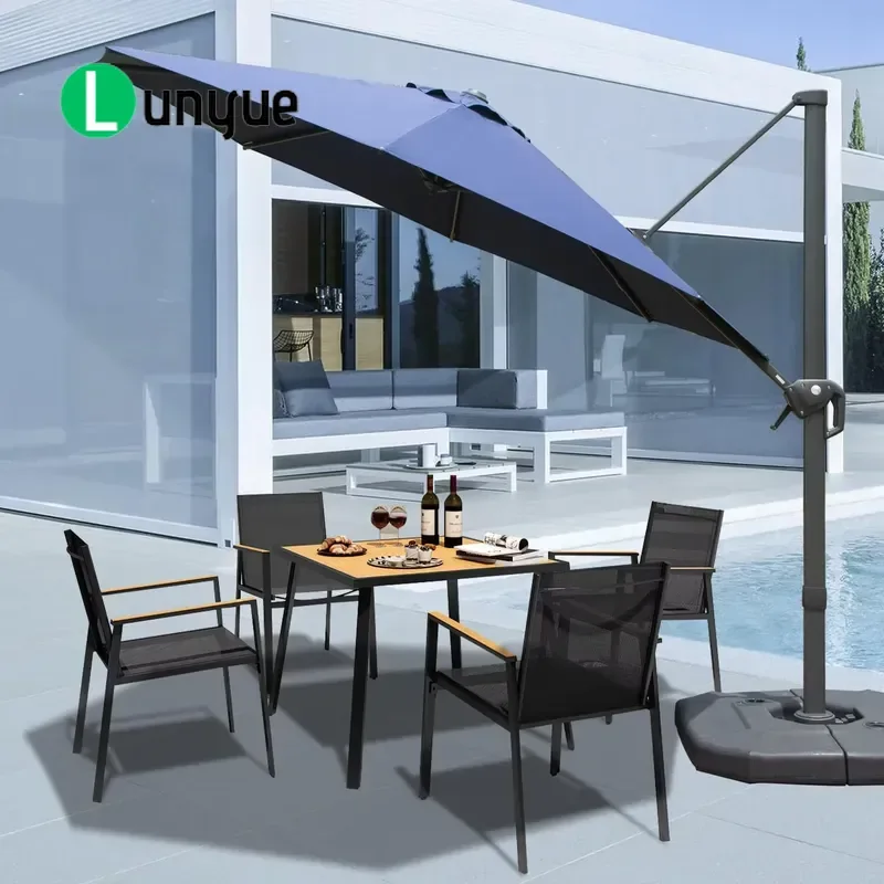 Modern Aluminum Offset Patio Umbrella 360 Degree Rotating Windproof Outdoor Cantilever Umbrella for Garden Pool Hotel