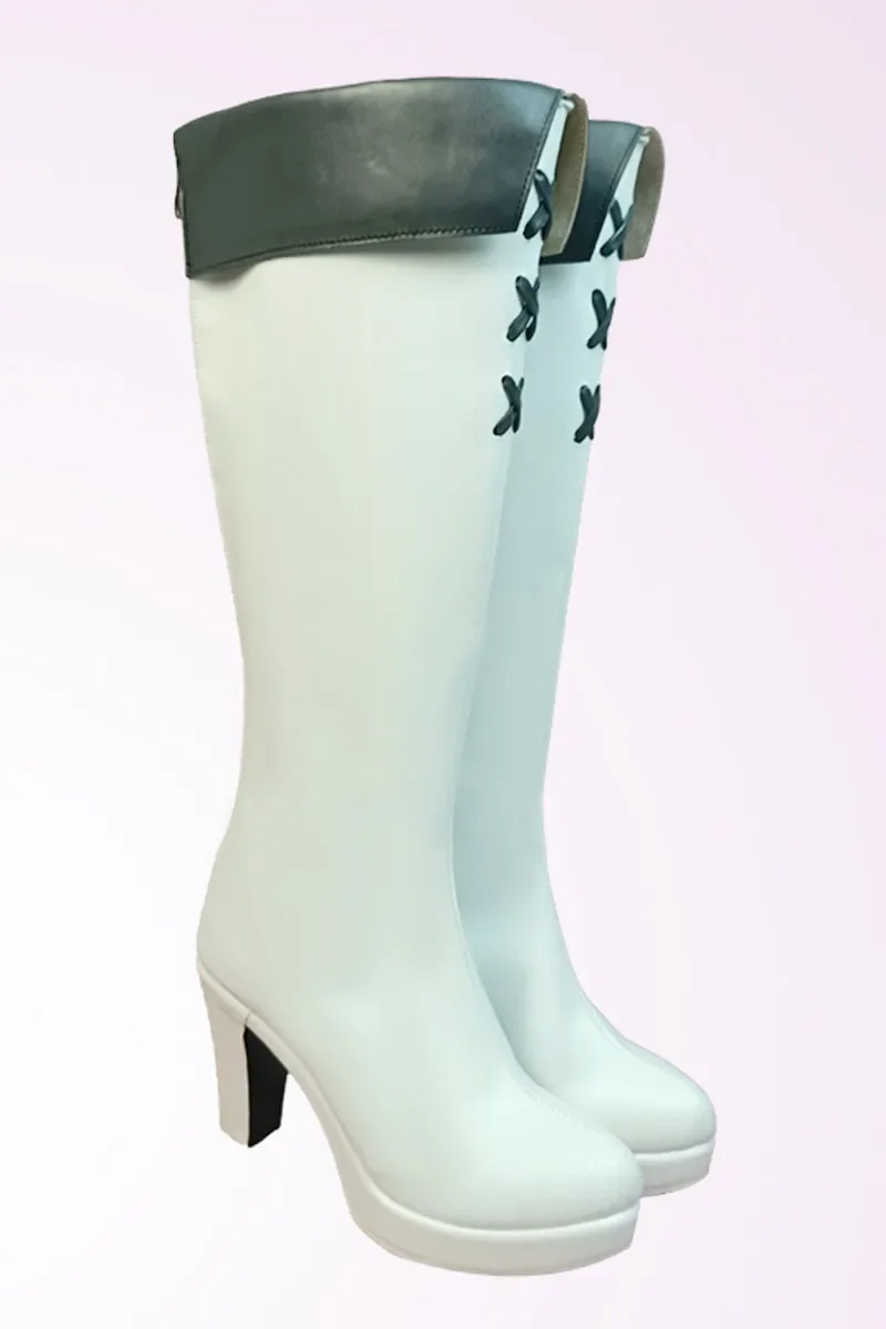 Akame Ga Kill Algemene Esdeath Witte Cosplay Laarzen Schoenen Vrouwen Hoge Hak Schoenen Cosplay Kostuum Partij Schoenen Op maat gemaakte laarzen