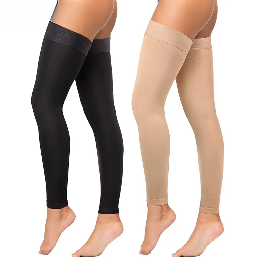 1 Pair Thigh High Compression Stockings Footless 20-30 MMHg Compression Stockings With Silicone Dot Band for Unisex