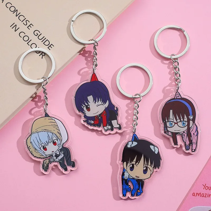 Anime Neon Genesis Evangelion Acrylic keychain accessaries Cartoon funny Bag Pendant cute bag charm Keyring Friends Fans Gifts