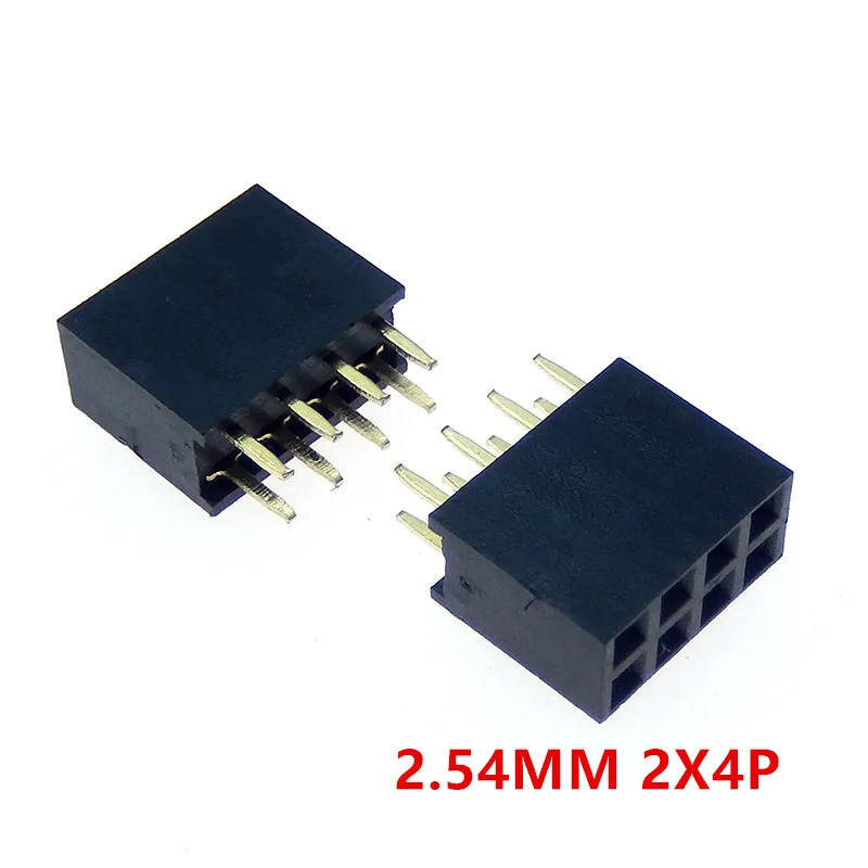 50PCS 2X4 PIN Double row Straight FEMALE PIN HEADER 2.54MM PITCH Strip Connector Socket 2*4 4p 4 PIN 4PIN FOR PCB BOARD