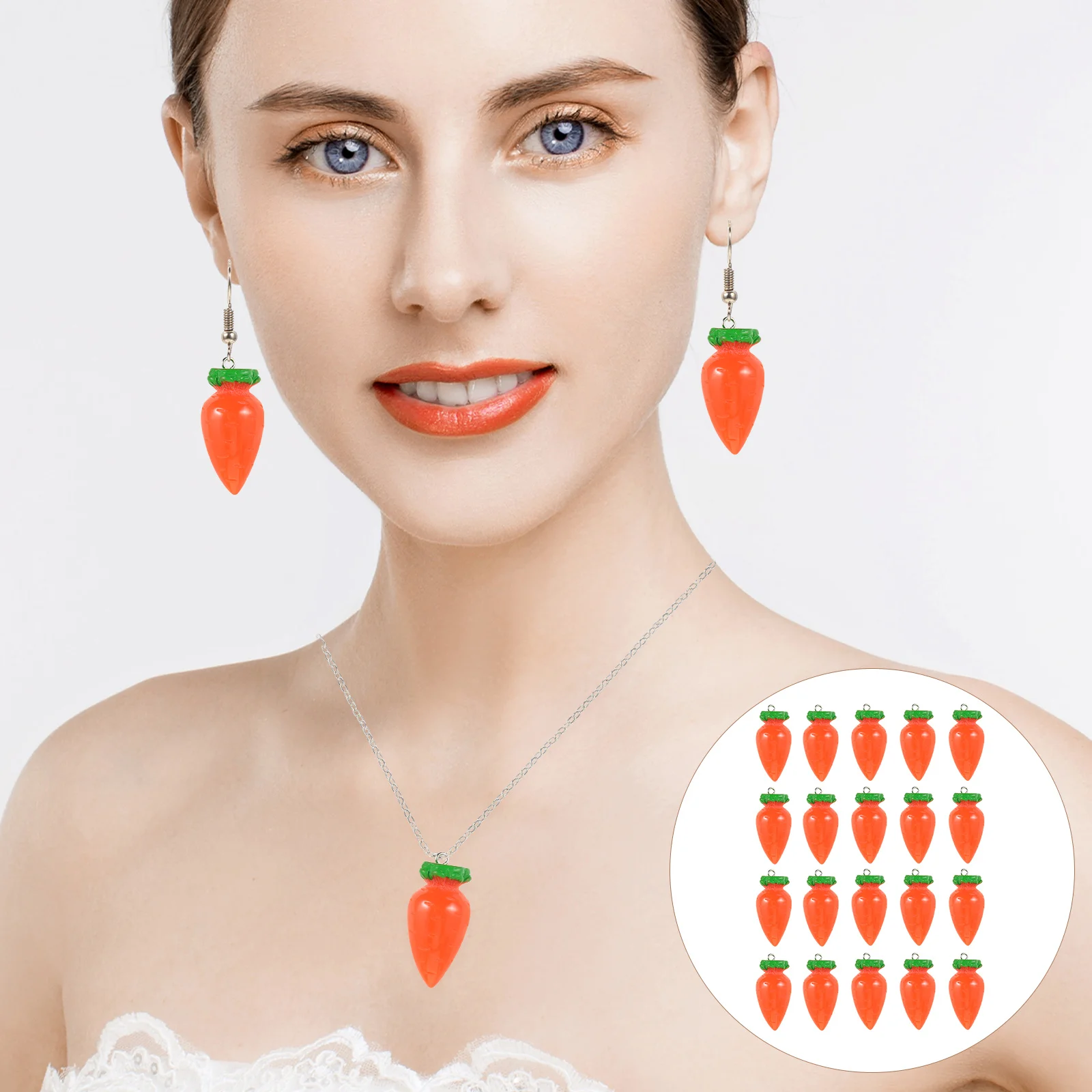 

20 Pcs Carrot Pendant Easter Charms Metal Jewelry Making DIY Crafts Lovely Accessories Holiday Decorations Funny Beads