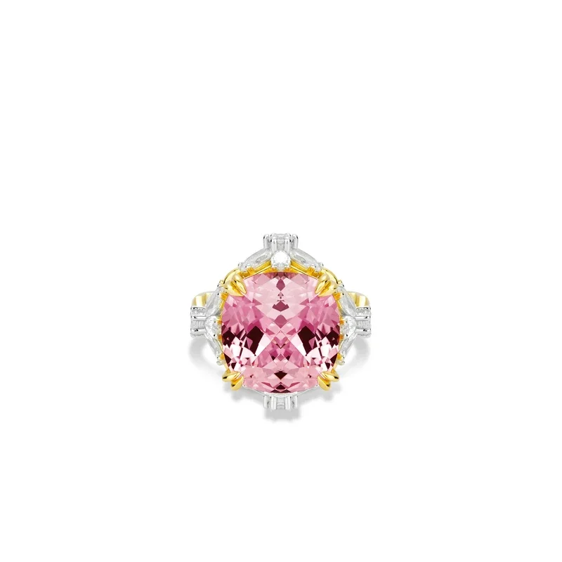Bellux 925 Silver K Gold Plated Synthetic Zircon Morgan Pink Gemstone Eight Claws Light Luxury Sweet Girls Jewelry Rings