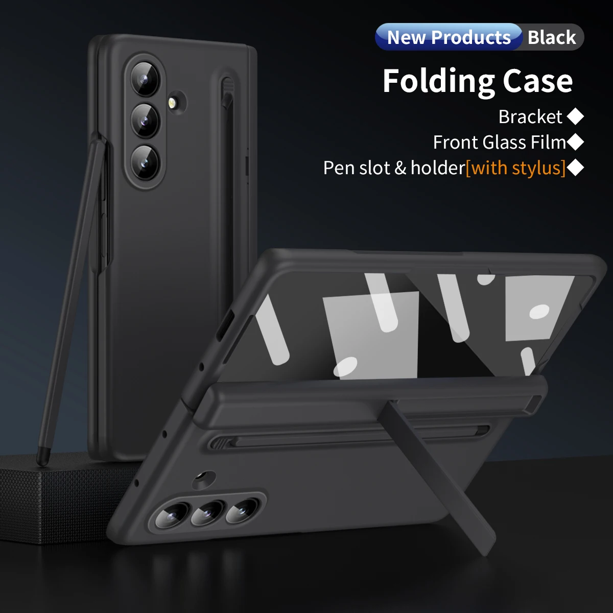 

Invisible Stander Phone Case For Samsung Galaxy Z Fold 7 6 5 4 3 With Pen Slot & Pen Screen Protector Film Full Protect Cover