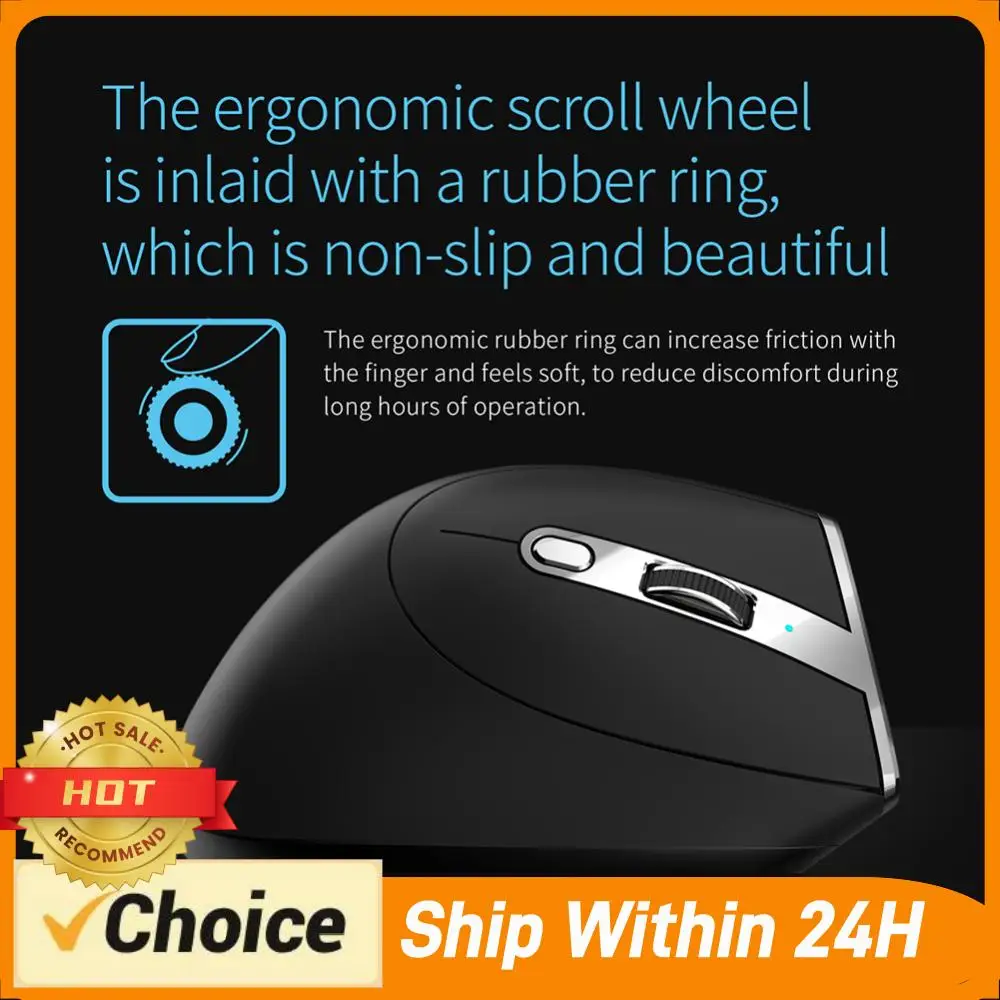 F-36 Wireless Rechargeable Mice 2400 DPI 8 Buttons Bluetooth-compatible Optical Vertical Mouse for Computer Laptop Desktop