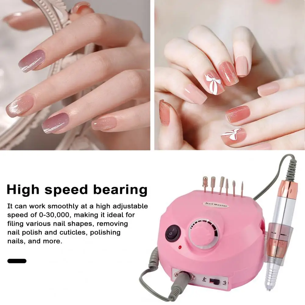 Electric Nail Grinder Nail Polisher High-speed Electric Nail Polishing Machine Versatile Care with 6 Grinding Heads for Strong