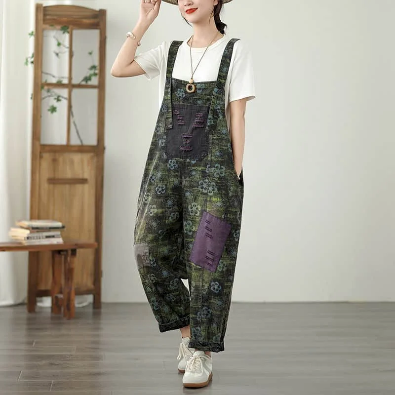 

Джинсовые комбинезоны, свободные повседневные возрастные винтажные лоскутные джинсы, комбинезоны в корейском стиле для женщин, цельный наряд, женская одежда