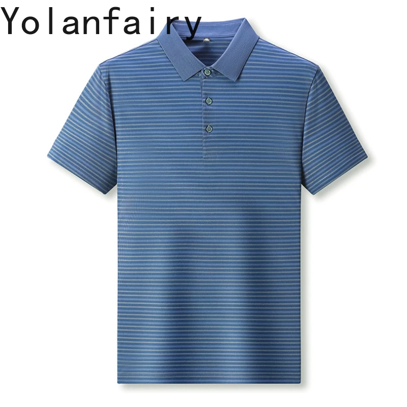 YOLANFAIRY Mulberry Silk Polo T Shirt Man Polos Hombre Manga Corta Mens Shirts Short Sleeves Summer Casual Clothes Loose Fit Top