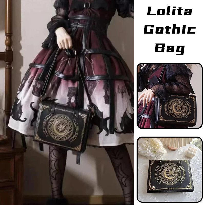 Bolsa de Ombro Lolita Quadrada Gótica para Meninas, PU Crossbody Handbag, Star Moon Handbag, Harajuku, Vintage, Estética, Designer de Luxo, Designer