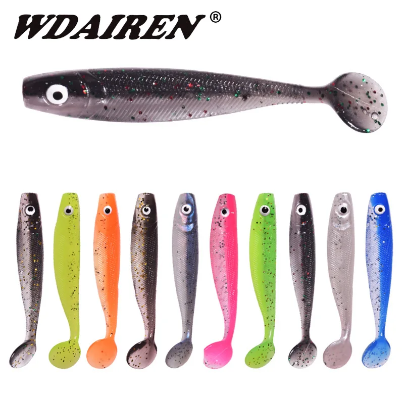 

10 Pc T-tail Fish Bright Color​ Silicone Soft Bait 6.8cm 2g 3D Eyes Worms Fishing Lure Jig Wobblers Swimbait for Bass Trout Pike