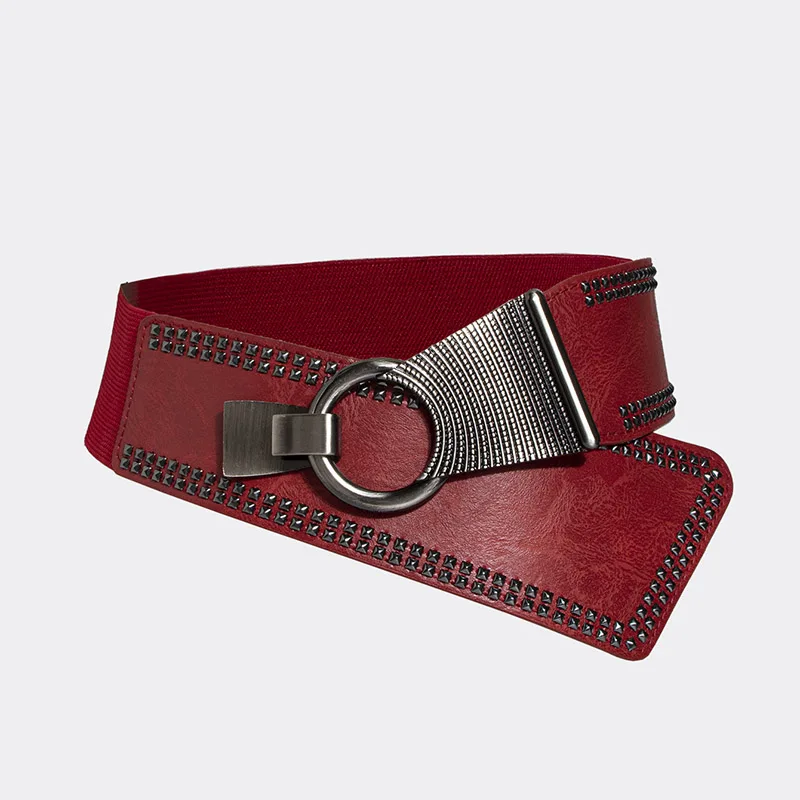 Cincher elastico in vita larga con rivetti casual alla moda da donna