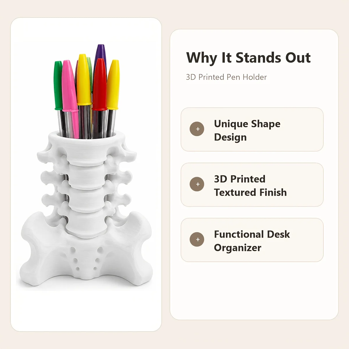 Creative Pen Holder Human Spine Pen Cup Office Supplies Organizer Desktop Stationery Holder Office School Storage