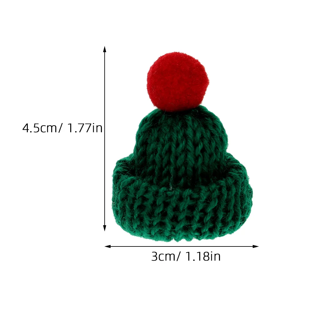 40 pçs mini chapéus de malha decoração de natal mão malha artesanato ornamentos para garrafa de vinho toppers pirulito cobre festa de férias