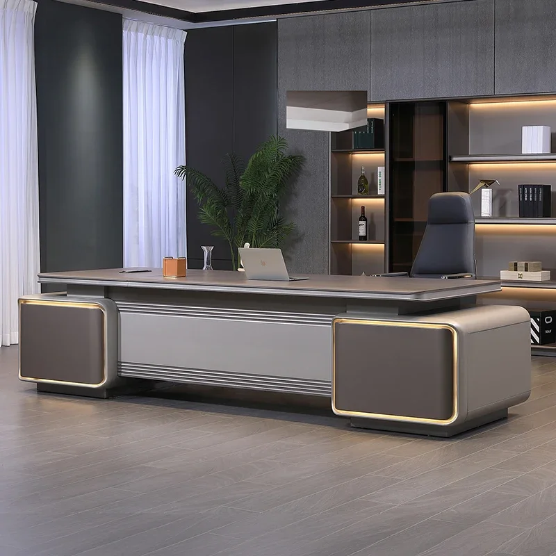 Computer Organizer Luxury Executive Desk Drawers Storage Asthetic Designer Manager L Shaped Office Desk Table Furniture