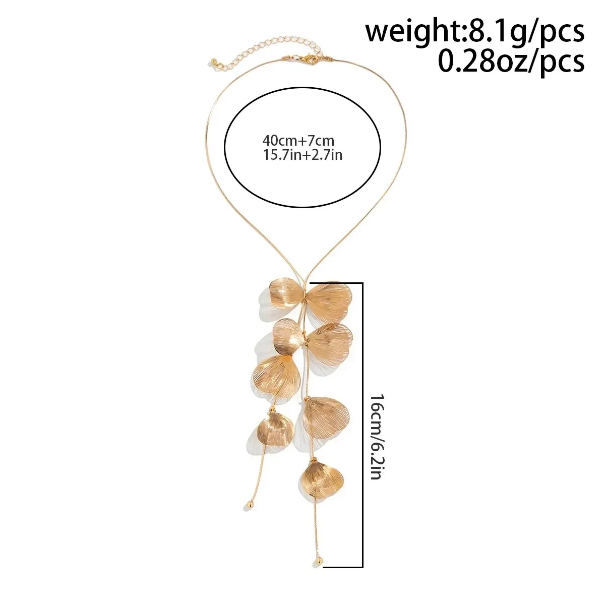 Vintage Gold Color Leaf Copper Wire Long Tassel Collar Chest Chain Necklace for Women Punk Party Choker Necklace Jewelry Gift image 6