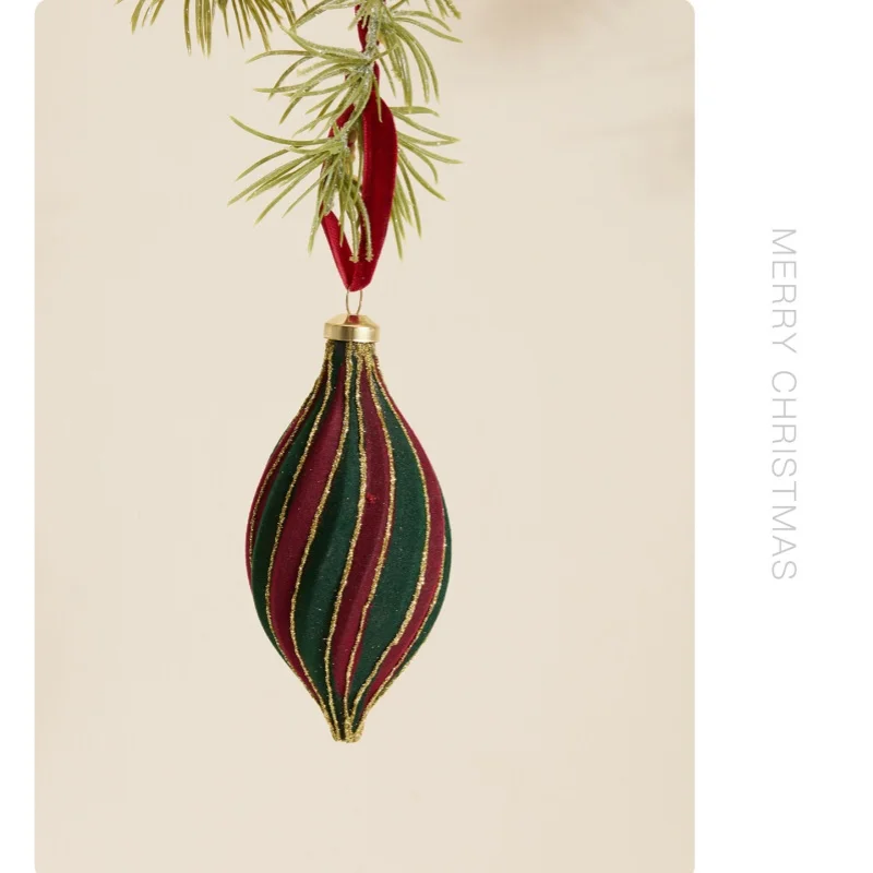 1 قطعة زينة عيد الميلاد اليدوية توافدوا الأحمر والأخضر خمر كرات عيد الميلاد معلقة زينة شجرة عيد الميلاد معلقة #4