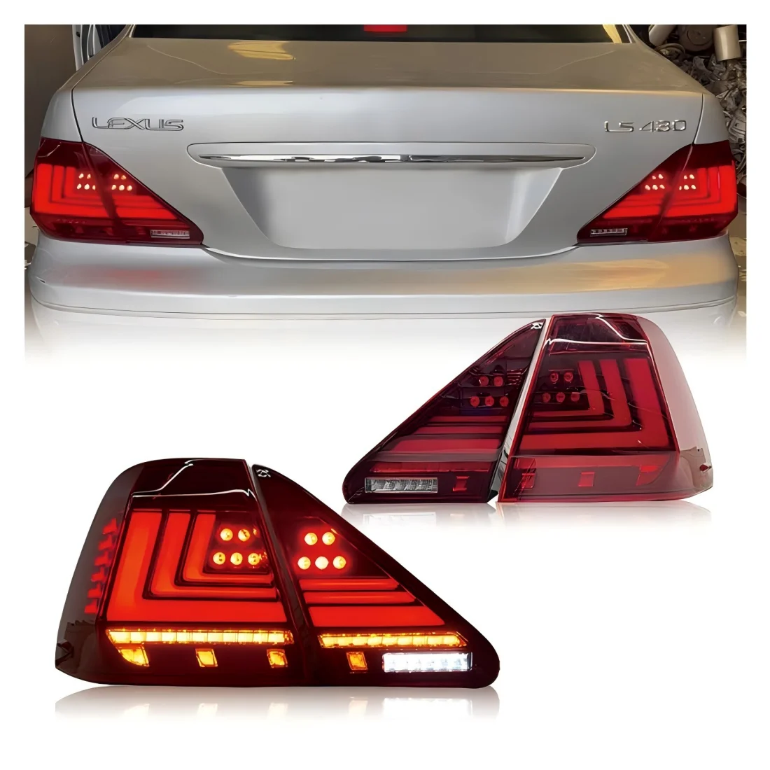 LED Tail Lights for Lexus LS430 2001 2002 2003 2004 2005 2006 Rear Lamp Dynamic Driving Light Sequence Light