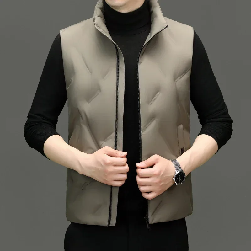 

COZOK Men's Thin Sleeveless Down Jacket 2024 Winter Solid Color Vest Duck Cown Thickened Jacket Warm Vest Coat Clothing