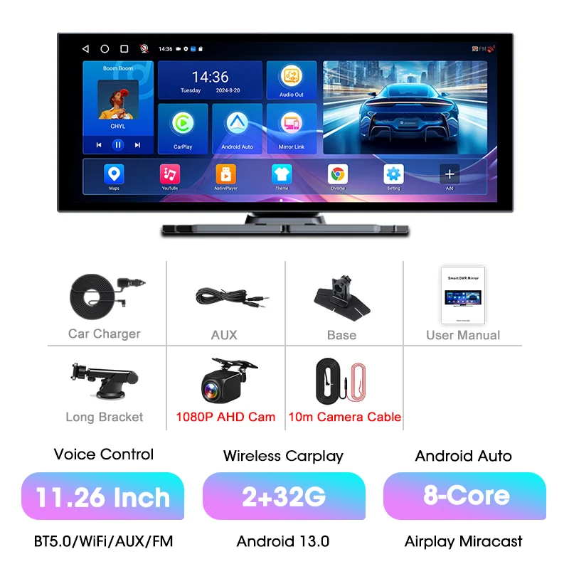 Jansite 11.26 インチ Android 13.0 カーラジオ ワイヤレス Android