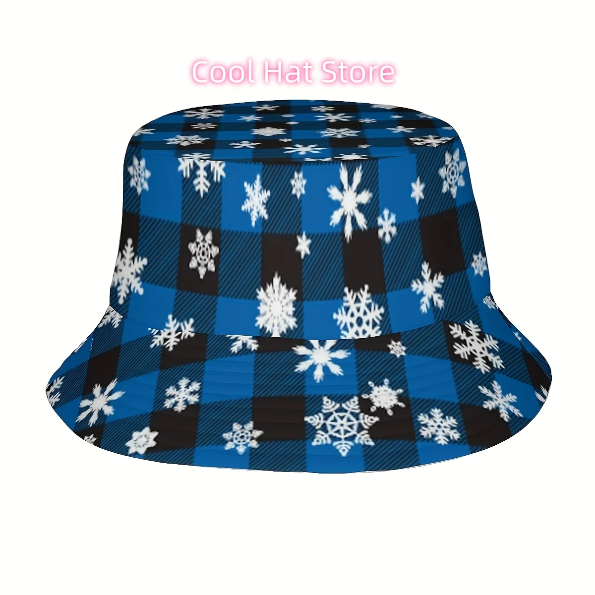 This One-Piece Blue And Black Checkered Hat Brings a Timeless Winter Vibe. It'S a Unisex Printed Fisherman Hat That Combines Sty