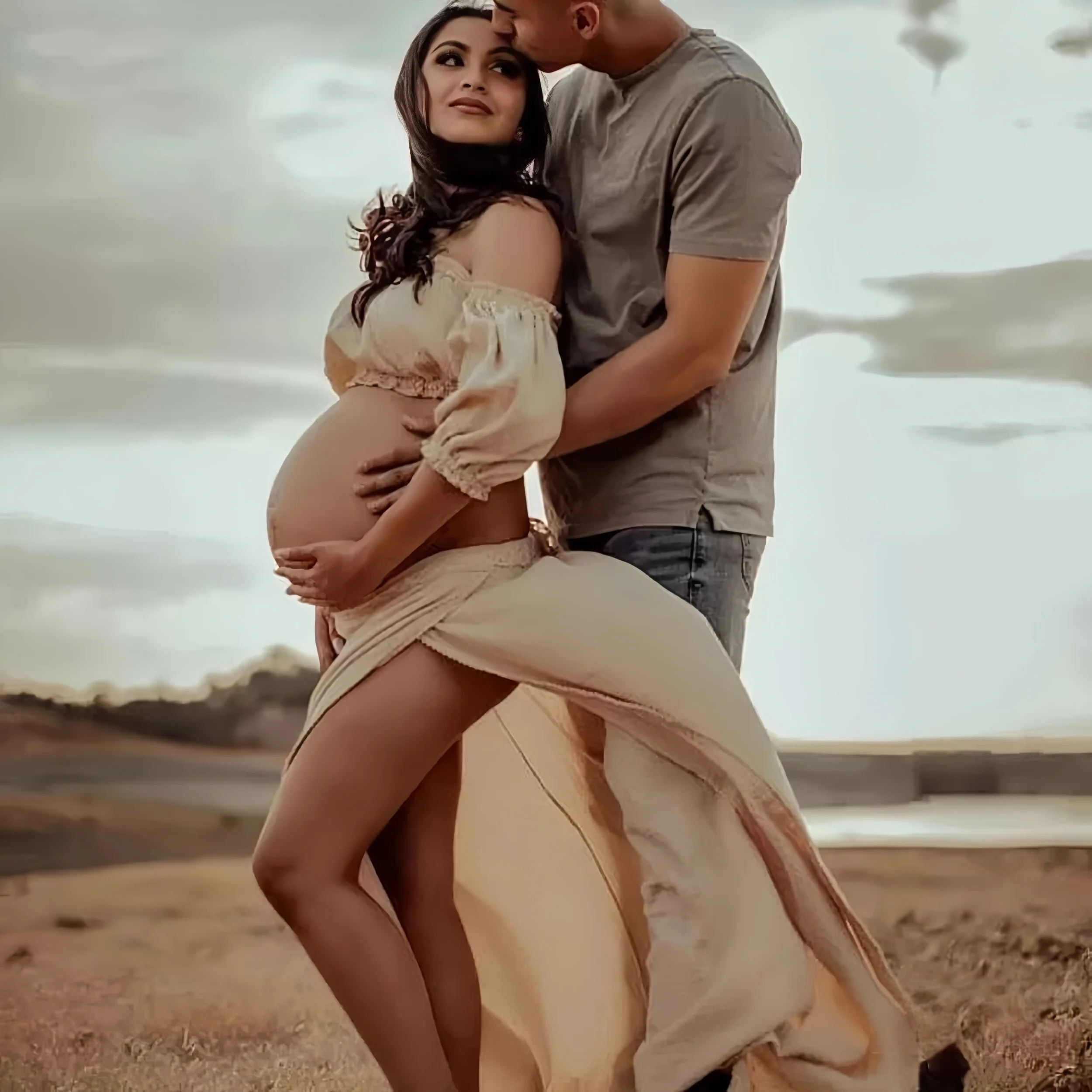 Verão algodão maternidade gravidez photoshoot vestido define fora do ombro roupa de fotografia de maternidade