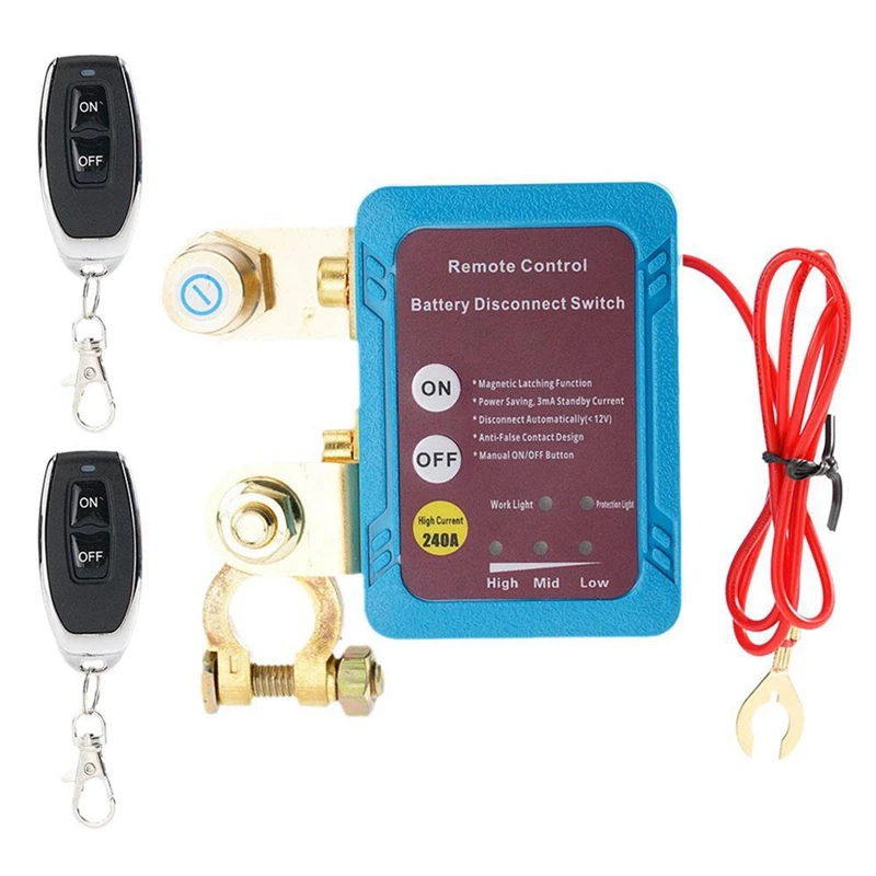 12V 240A Battery Breaker Remote Battery Disconnect Switch Automatic Power Shut Off Switch Remote Control Battery Switch Auto