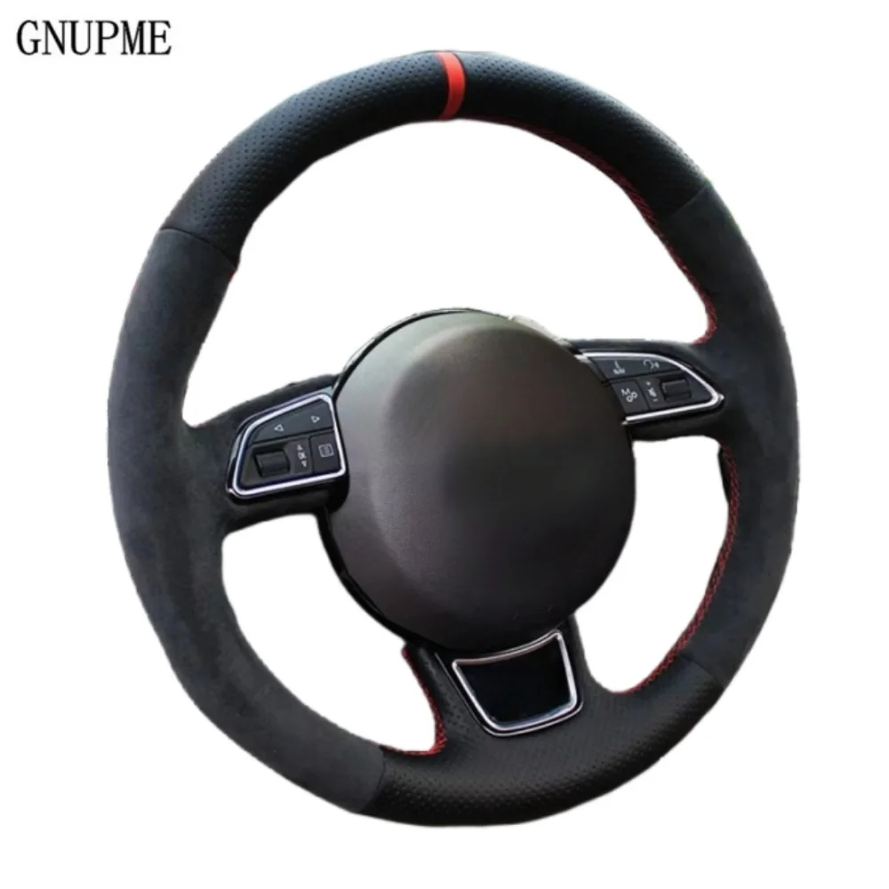 Custom Anti-Slip Suede Leather Car Steering Wheel Cover For Audi A1 A3 A4 2015-2016 A7 2012-2018 S7 2013-2018 RS7 2014-2015