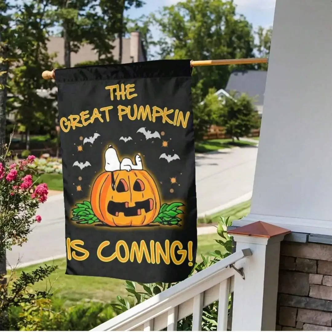 Garden Flags - Double-Sided Printed Pumpkin Ghost Outdoor Patio Decor, Holiday Yard Banner, Easy to Hang, Pole Not Included
