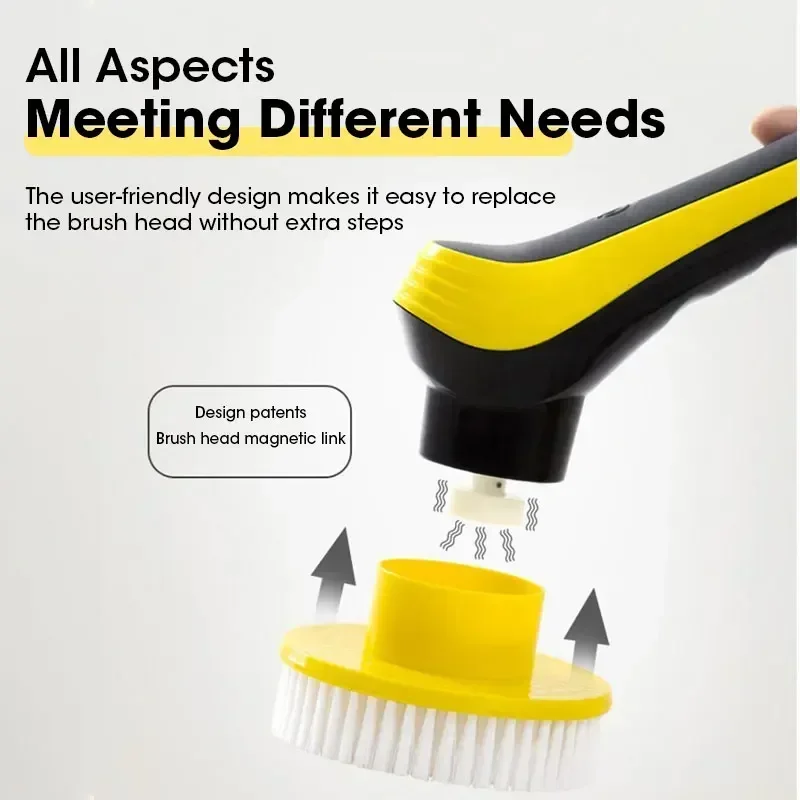 10-in-1 Electric Cleaning Brush USB Electric Spin Cleaning Scrubber Household  Bathroom Brush Handheld Rotating Cleaning tools