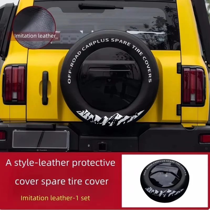 Fotografia 6: Capa de proteção para pneu sobressalente de porta traseira de carro, para tanque gwm 300, imitação de couro espessada, peças de atualização de carro