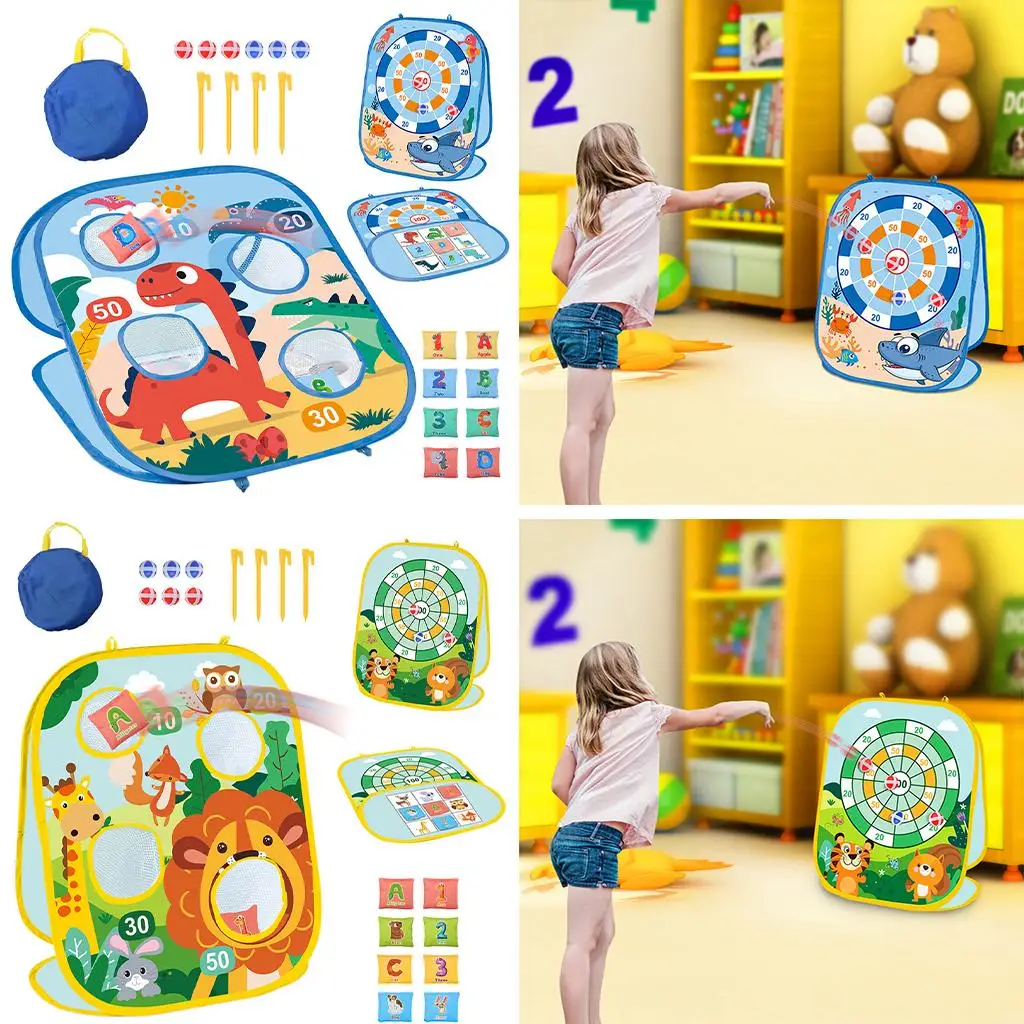 

Двусторонние настольные игры Cornhole Game, 4 отверстия, 6 липких шариков для детей от 3 лет, портативные подарки для сада и пляжа в помещении