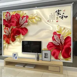 welyu Customized 3d Mural Silk Gold Jewelry Stereo TV Background Wall Living Room Bedroom Hotel Decorative Mural papel de parede