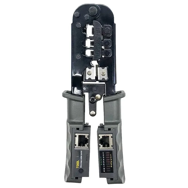 3 in 1 Multifunctional RJ45 Ratchet Crimping Pliers 8P6P4P Network Cable Crimper with Built-in Cable Tester