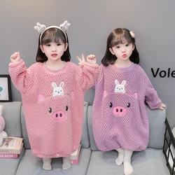 Girls pajamas autumn and winter flannel children's loungewear baby nightgown thermal nightdress