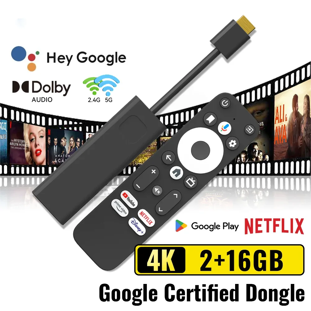 

GD1 Android TV Stick Google Netflix Certified 4K Streaming Device HDR Dolby Audio Wi-Fi 6 Bluethooth Voice Remote Easy to use