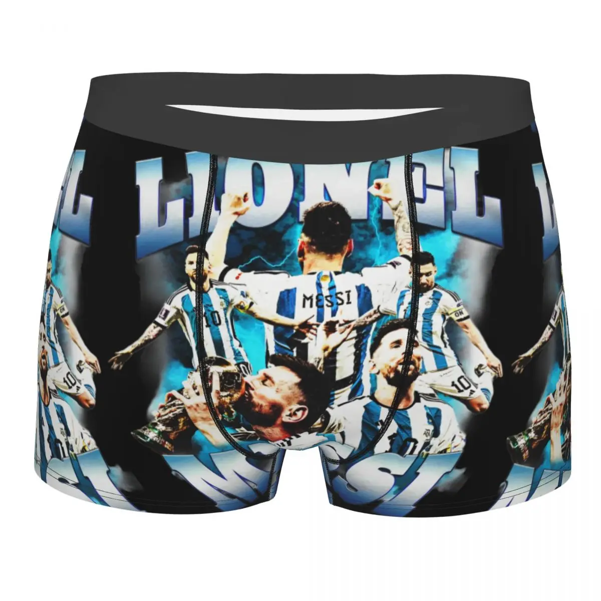 Men World Soccer Number 10 Football Boxer Shorts Panties Mid Waist Underwear Messied Homme Novelty Underpants