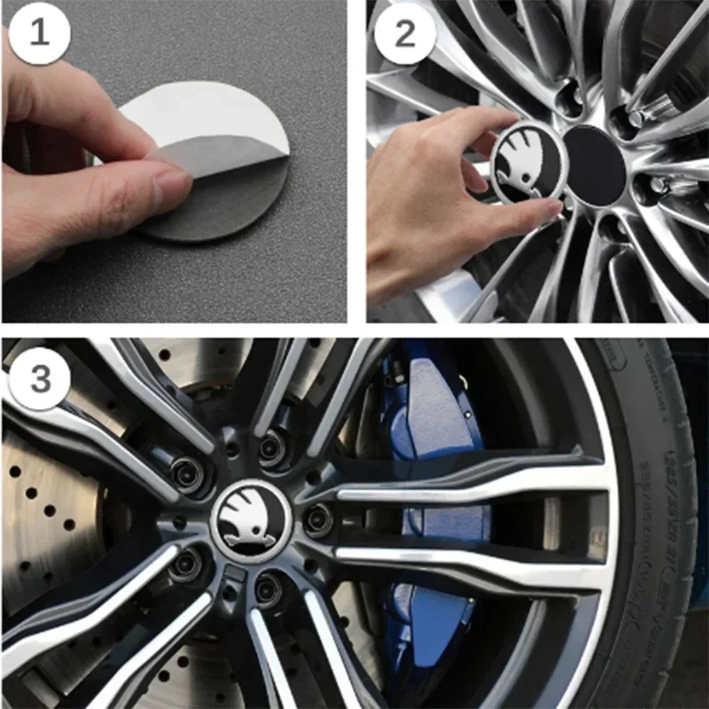 4pcs 56mm Car wheel hub cover badge stickers For Skoda octavia superb 2 3 lens trunk logo Fabia emblen Rapid Kodiaq Karoq Kamiq