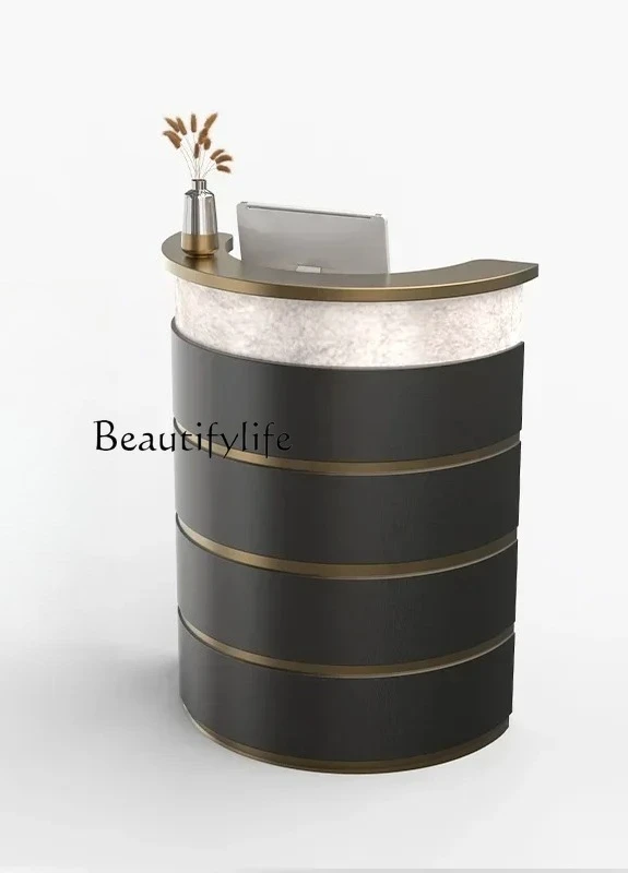 

Beauty salon reception table, light luxury semicircle cashier company front desk welcome desk customization