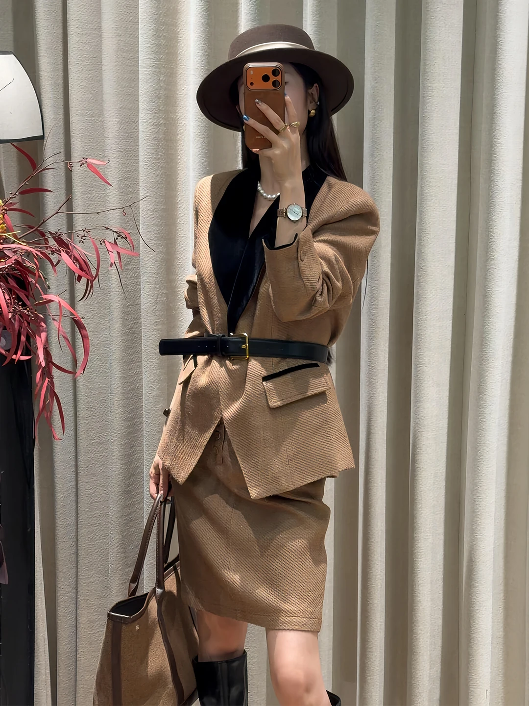 Fashionable Tailored Suit Set Women's Waist-Cinching Two-Piece Workwear Ensemble Autumn Commute Style High-Waisted Pants