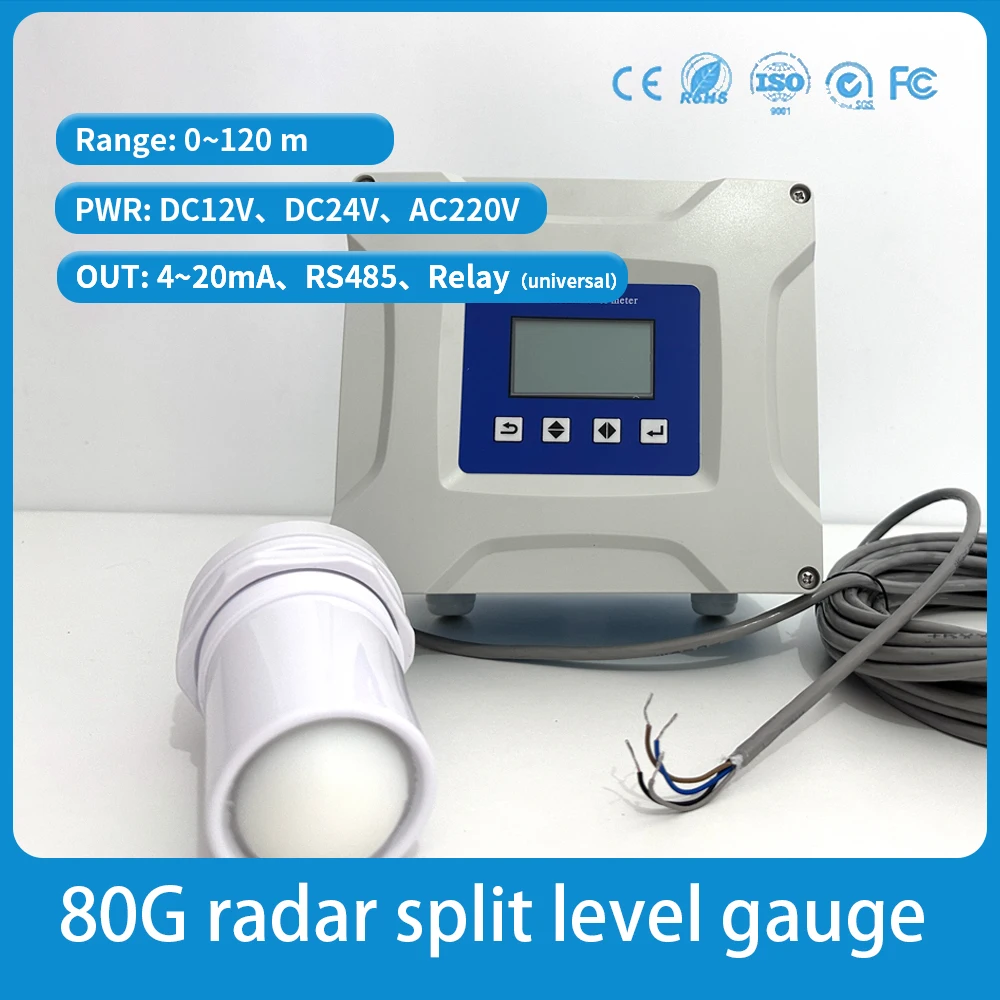 80 GHZ Radar Level Meter Level measuring tool tank liquid water monitoring measurement device cement silo Sensor Transmitter